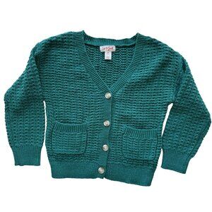 Cat & Jack Teal Button-Up Cardigan Sweater w/ Pockets Girls Toddler Size 2T NWOT